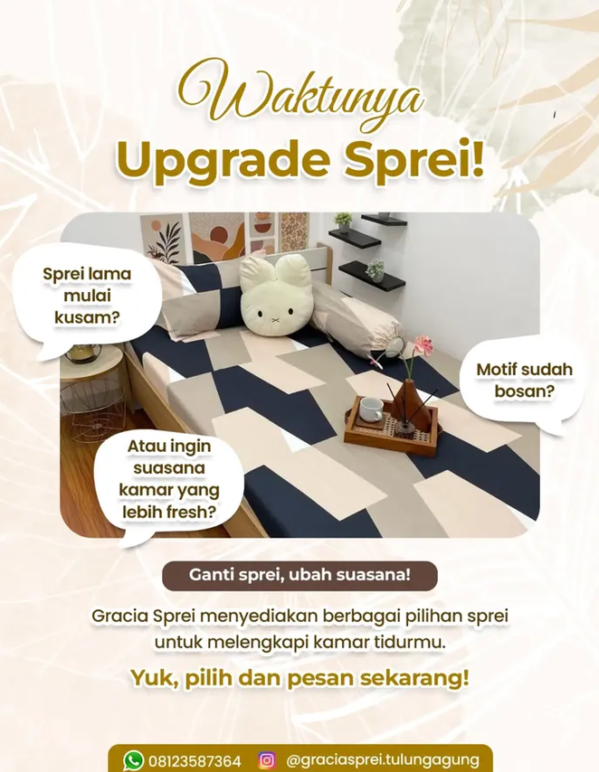 <p>Waktunya upgrade sprei! Kalau sprei sudah mulai